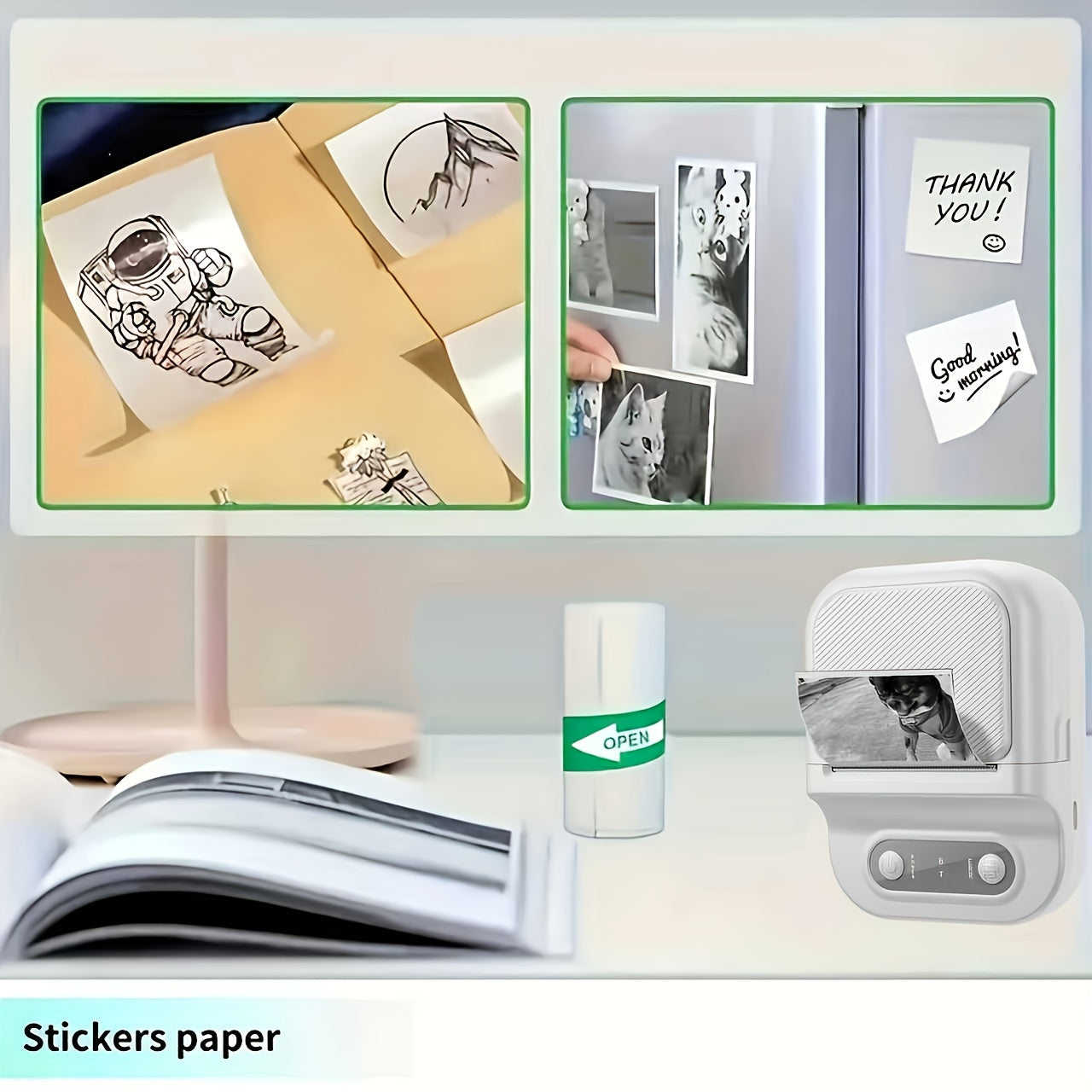 Support 12-57mm Width Mini Thermal Label Printer Self-adhesive Paper Portable Inkless Printer Bluetooth Sticker Tag Label Maker