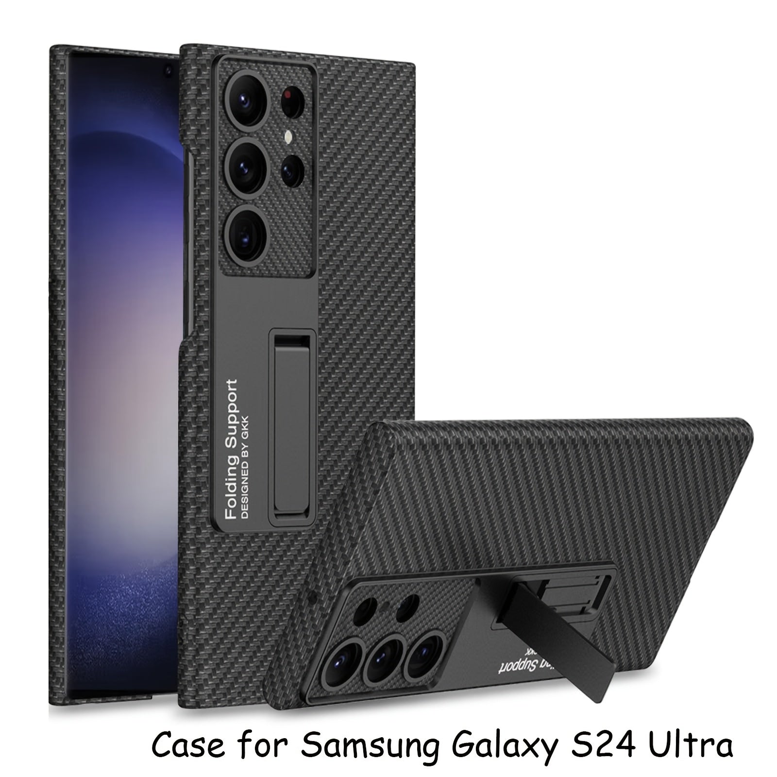 Samsung Galaxy S24 Ultra Case - Ultra-Thin Frosted Carbon Fiber Protective Cover with Stand - ZOOMNSTORE