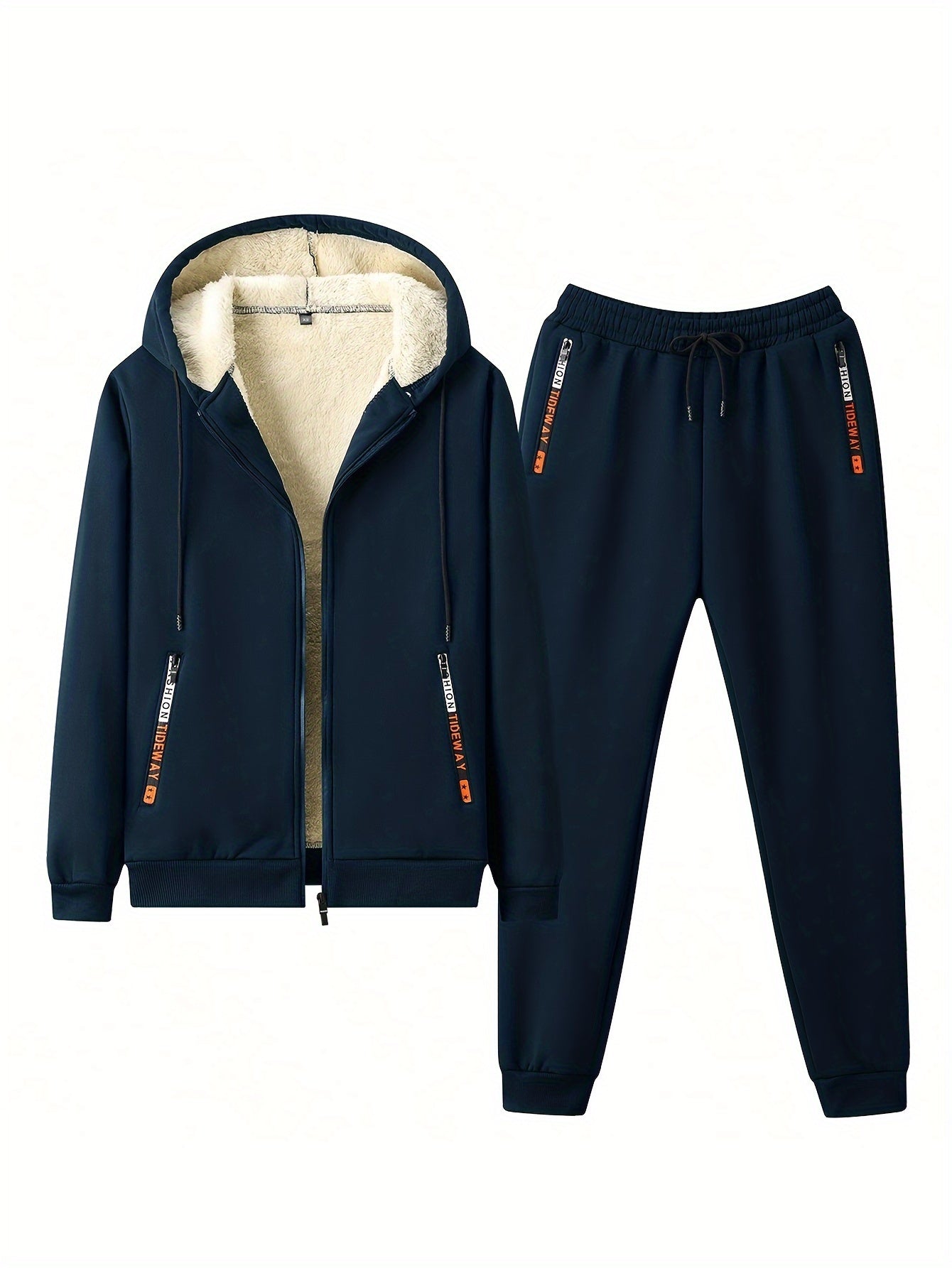 Mens Fleece Lined Tracksuit Set - Athletic Hoodie  Jogging Pants for Gym and Running - ZOOMNSTORE