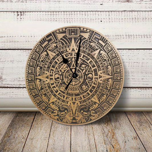 Decorative Silent Wall Clock - Battery Operated Aztec Calendar for Home  Office - ZOOMNSTORE