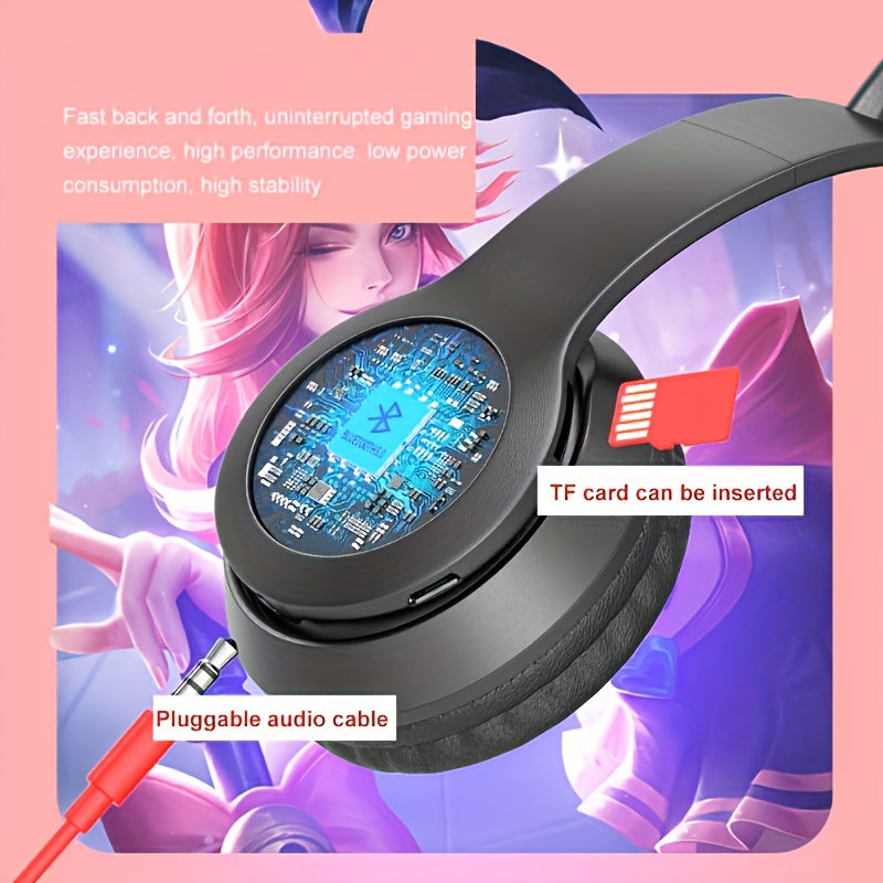 Wireless Gaming Earbuds with Cute Cat Ears - Fun Over-Ear Headphones for Kids Birthday Gift - ZOOMNSTORE