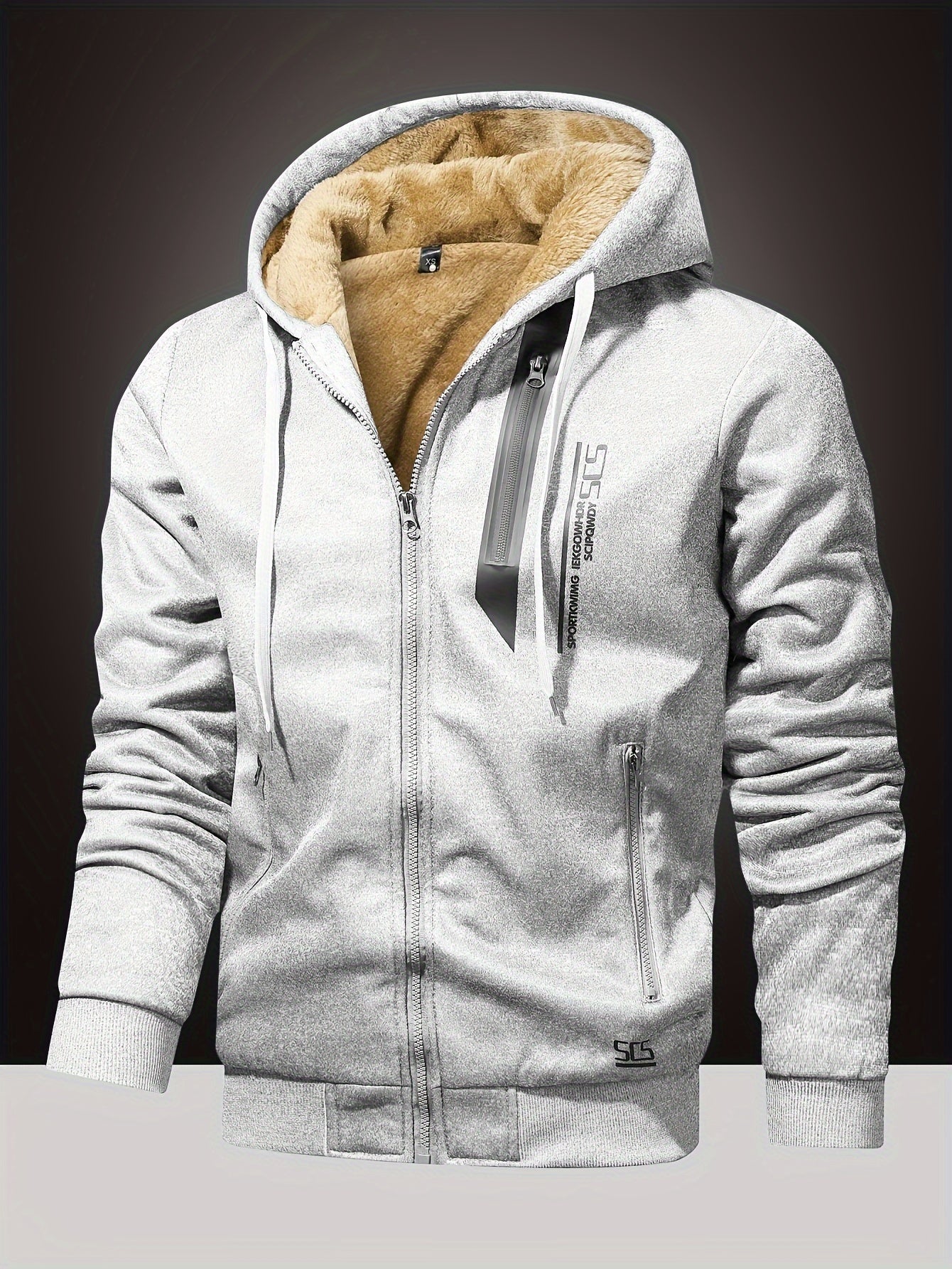 Mens Winter Fleece Hoodie - Hooded Zip-Up Jacket with Pockets Casual Outerwear - ZOOMNSTORE