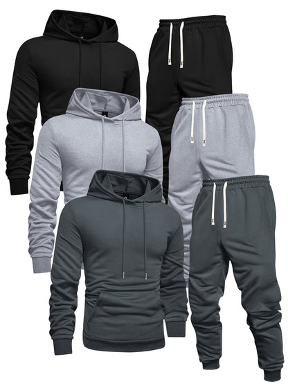 Mens Casual Hoodie and Sweatpants Set - Long Sleeve Pullover with Elastic Waist Joggers - ZOOMNSTORE