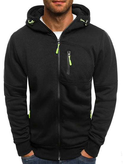 Mens Zipper Hoodie - Casual Full-Zip Sweatshirt with Pockets for Outdoor Activities - ZOOMNSTORE