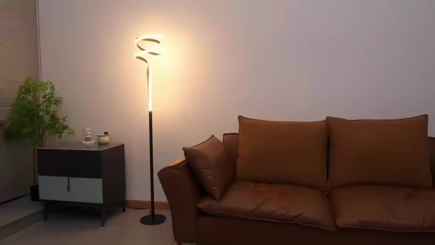 Dimmable LED Spiral Floor Lamp with Timer - Modern Standing Light for Living Room Bedroom Kitchen and Office - ZOOMNSTORE