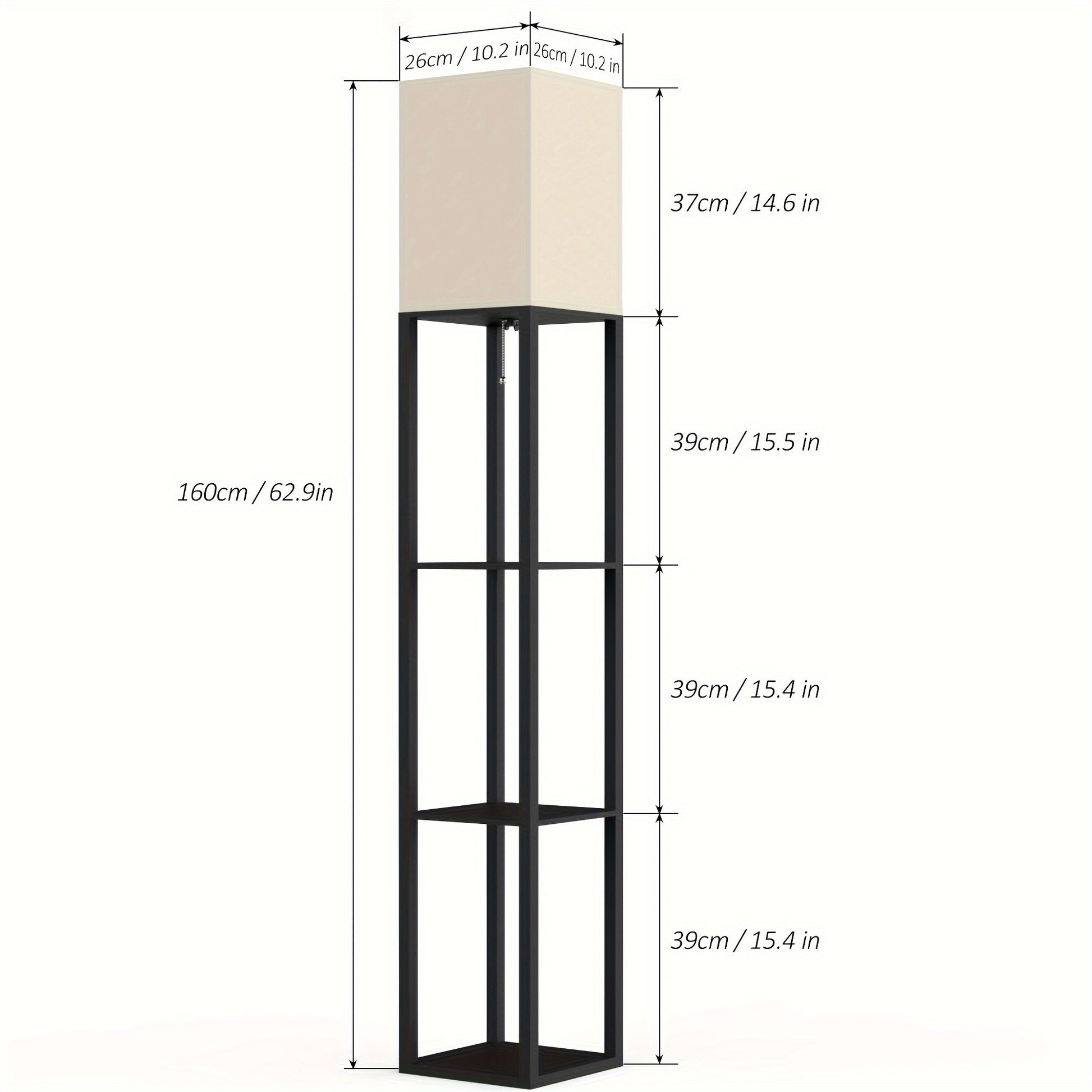Solid Wood Floor Lamp with Shelves - 629 Height Includes Bulb Ideal for Holidays - ZOOMNSTORE