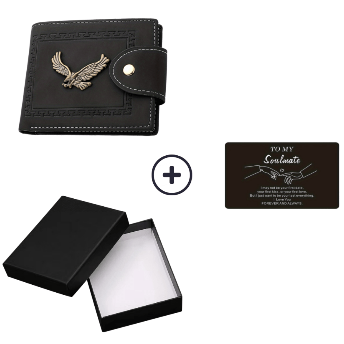 Slim Faux Leather Wallet - Mens Eagle Emblem Card Holder with Coin Pocket - ZOOMNSTORE