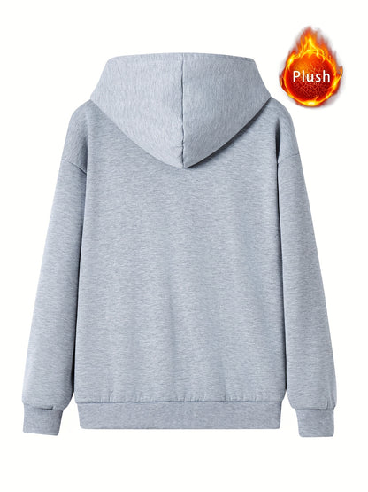 Mens Plush Zip-Up Hooded Sweatshirt - Warm Long Sleeve Jacket for Fall  Winter with Drawstring and Pockets - ZOOMNSTORE