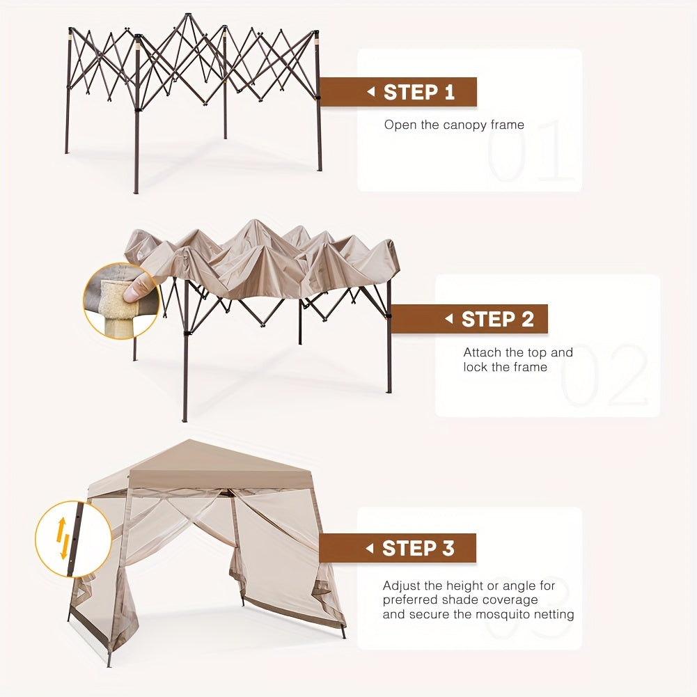 10x10 Pop Up Canopy Tent with Mosquito Netting - ZOOMNSTORE