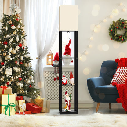 Solid Wood Floor Lamp with Shelves - 629 Height Includes Bulb Ideal for Holidays - ZOOMNSTORE