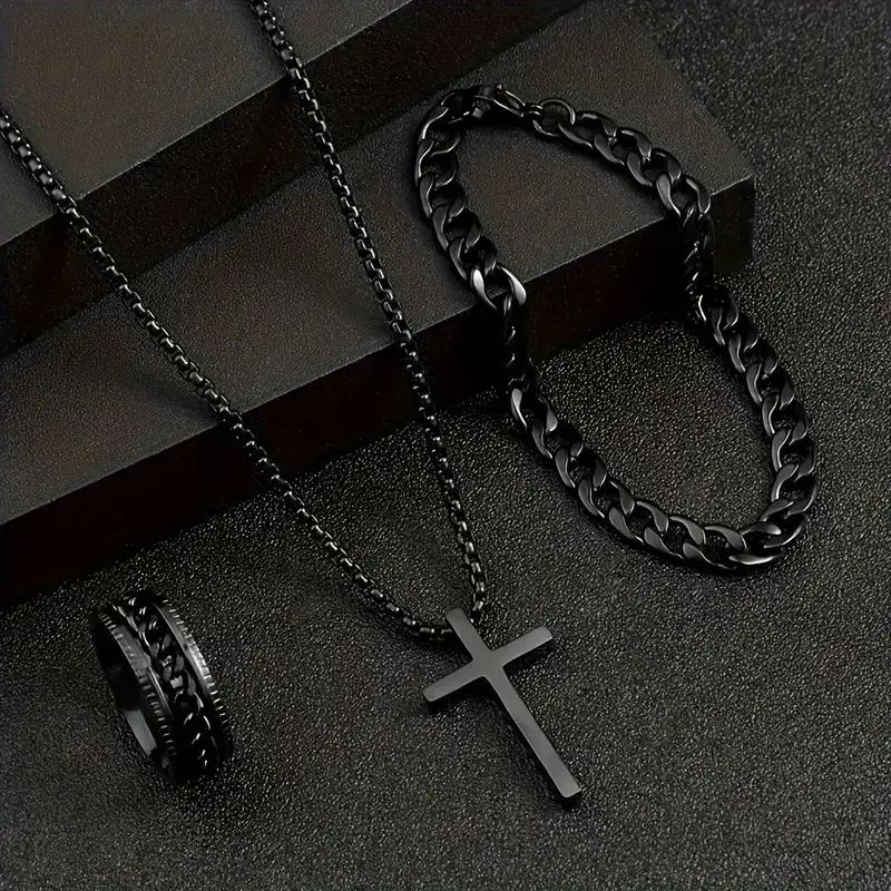 Alloy Cross Jewelry Set - Elegant Pendant Necklace Bracelet  Ring for Everyday Wear - ZOOMNSTORE
