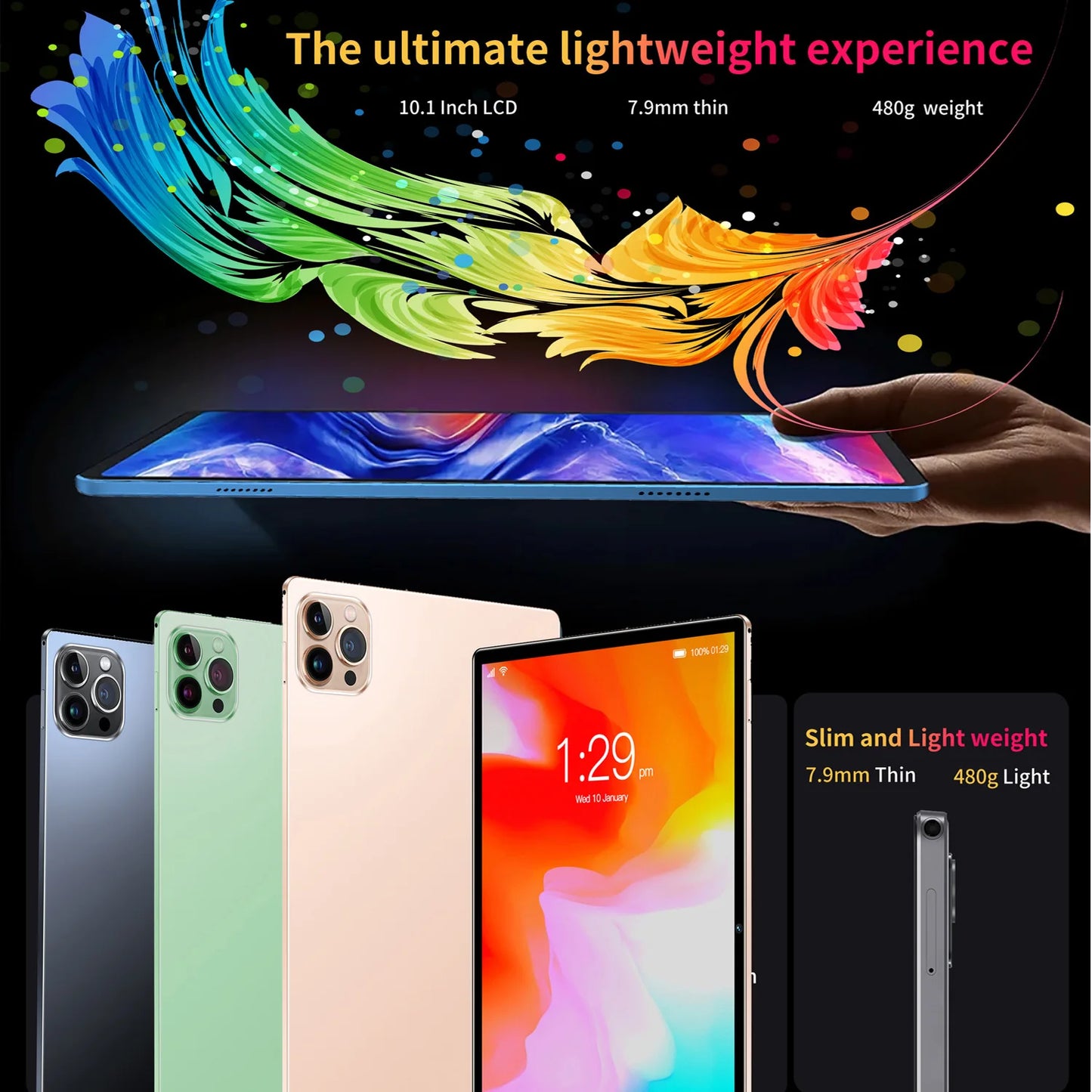 101 Android Tablet - Octa-Core 4GB RAM 64GB ROM Dual SIM 3G WiFi Bluetooth Google Play - ZOOMNSTORE