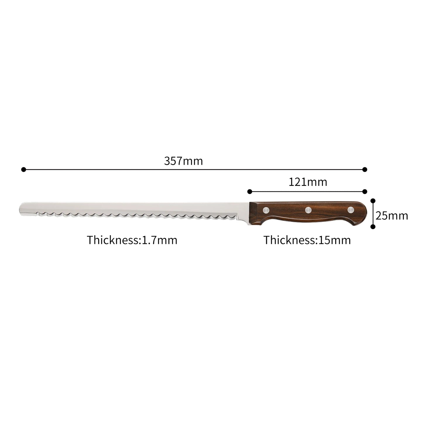 10-Inch Carbon Blade Bread Knife - Luxury Mirror Polish with Wood Handle - ZOOMNSTORE