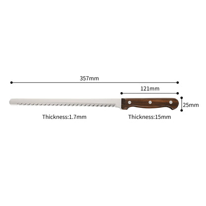10-Inch Carbon Blade Bread Knife - Luxury Mirror Polish with Wood Handle - ZOOMNSTORE