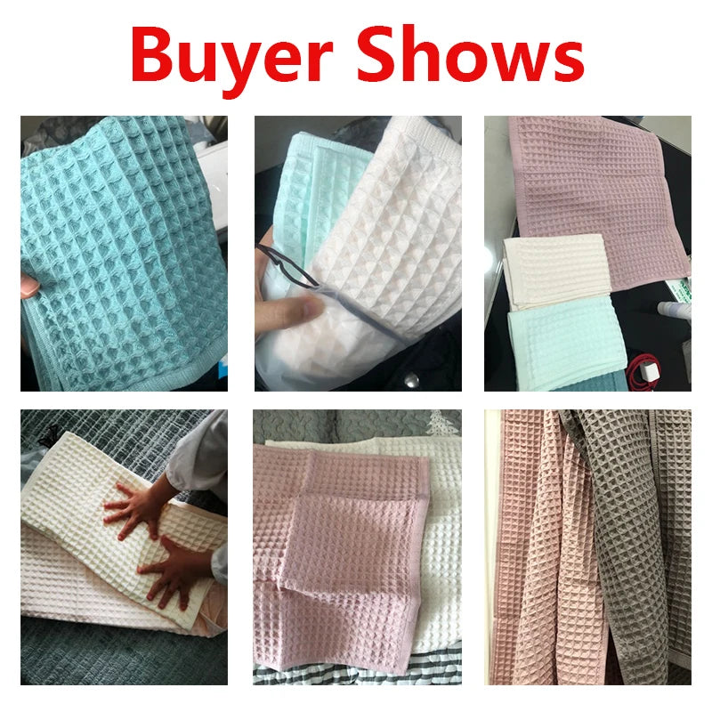 2/4 Pcs 100% Cotton Bath Towel Set for Adult Children High Quality Waffle Towel Soft Highly Absorbent Home Bathroom Washcloth - ZOOMNSTORE