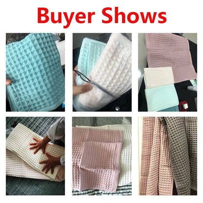 2/4 Pcs 100% Cotton Bath Towel Set for Adult Children High Quality Waffle Towel Soft Highly Absorbent Home Bathroom Washcloth - ZOOMNSTORE