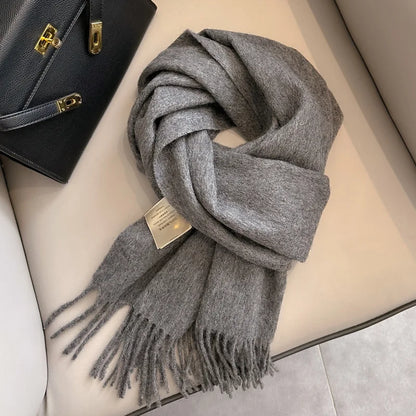 100 Wool Narrow Scarf - Solid Color Warm Winter Scarf for Men  Women - ZOOMNSTORE