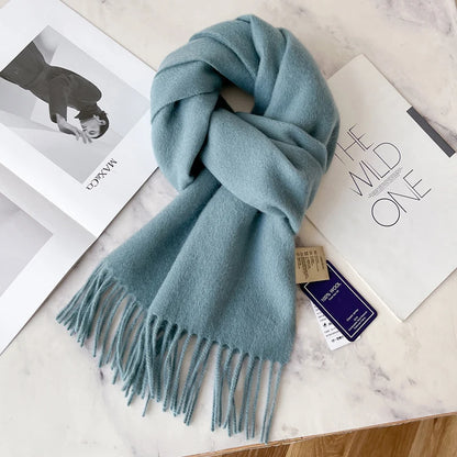 100 Wool Narrow Scarf - Solid Color Warm Winter Scarf for Men  Women - ZOOMNSTORE