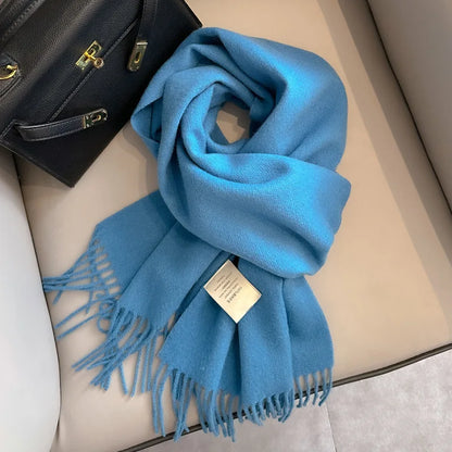 100 Wool Narrow Scarf - Solid Color Warm Winter Scarf for Men  Women - ZOOMNSTORE