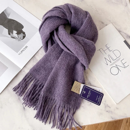 100 Wool Narrow Scarf - Solid Color Warm Winter Scarf for Men  Women - ZOOMNSTORE