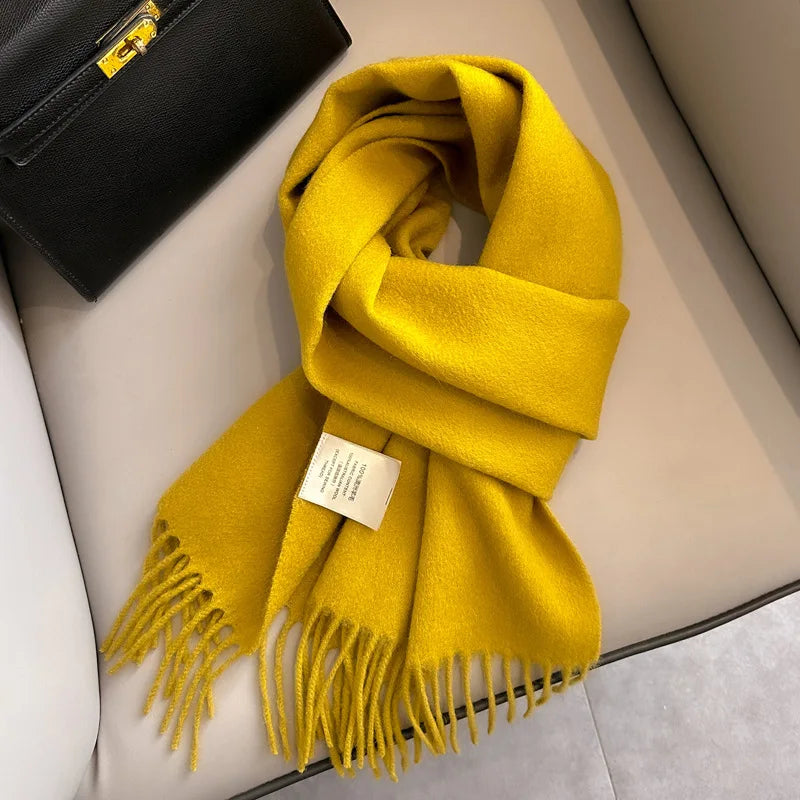 100 Wool Narrow Scarf - Solid Color Warm Winter Scarf for Men  Women - ZOOMNSTORE