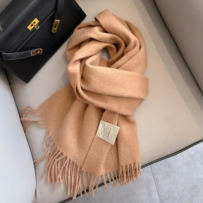 100 Wool Narrow Scarf - Solid Color Warm Winter Scarf for Men  Women - ZOOMNSTORE