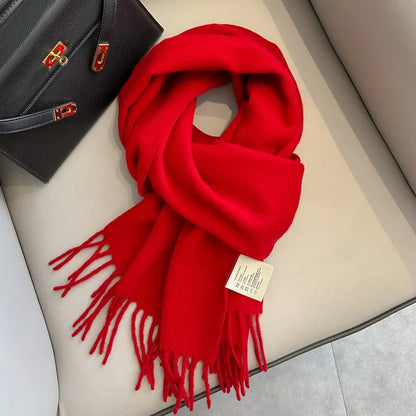 100 Wool Narrow Scarf - Solid Color Warm Winter Scarf for Men  Women - ZOOMNSTORE