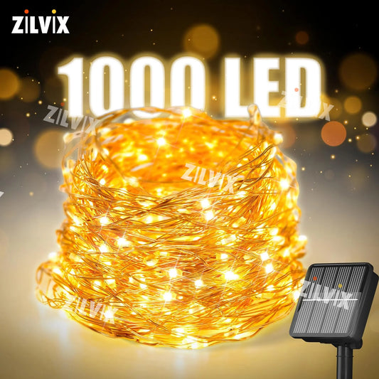 1000LED Solar Fairy String Lights - Waterproof Outdoor Christmas Garland for Garden Party 100M50M10M5M - ZOOMNSTORE