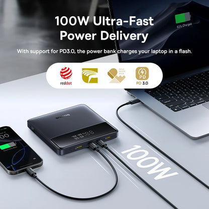 Baseus 100W Power Bank 20000mAh Capacity PD Fast Charging Battery Charger Powerbank For Laptops MacBook iPhone Samsung Xiaomi - ZOOMNSTORE