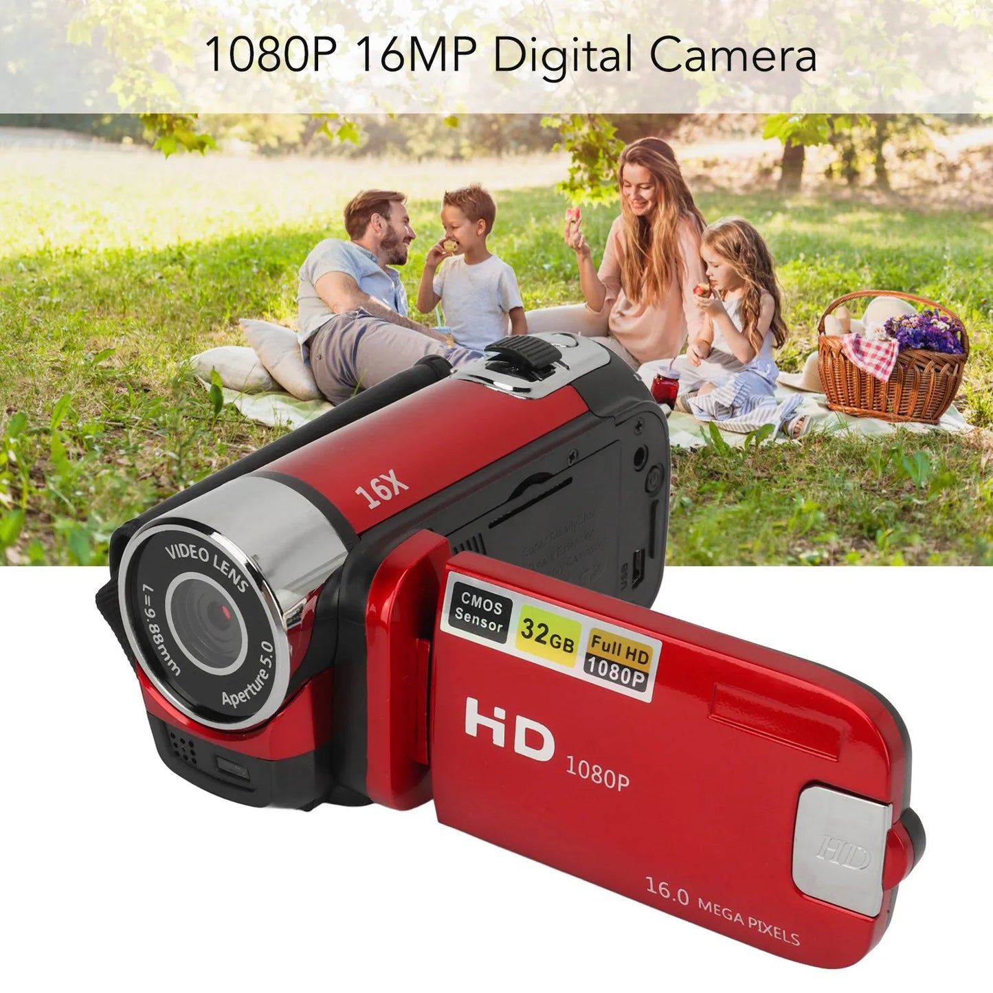 1080P Digital Camera - 16MP Rotatable Screen, 16X Zoom HD Video Recorder with Fill Light - ZOOMNSTORE