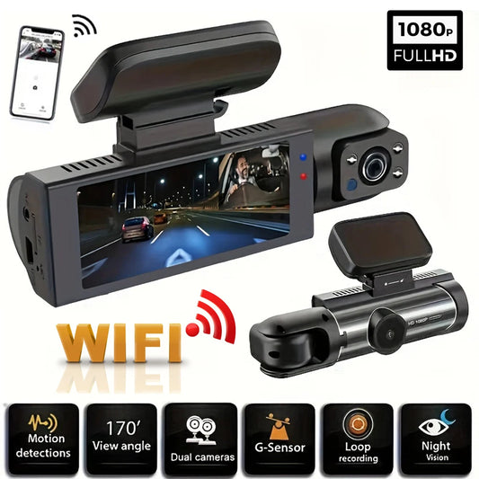 1080P Dual Camera Dash Cam - Front  Inside Car Camera with IR Night Vision  Loop Recording - ZOOMNSTORE