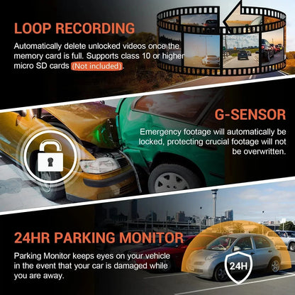 1080P Dual Camera Dash Cam - Front  Inside Car Camera with IR Night Vision  Loop Recording - ZOOMNSTORE