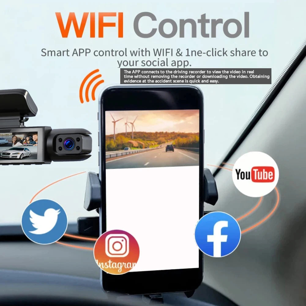 1080P Dual Camera Dash Cam - Front  Inside Car Camera with IR Night Vision  Loop Recording - ZOOMNSTORE