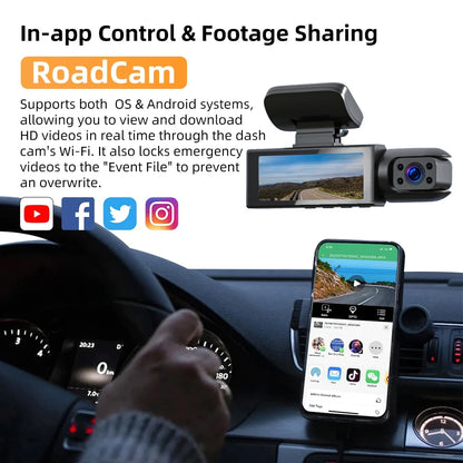 1080P Dual Camera Dash Cam - Front  Inside Car Camera with IR Night Vision  Loop Recording - ZOOMNSTORE