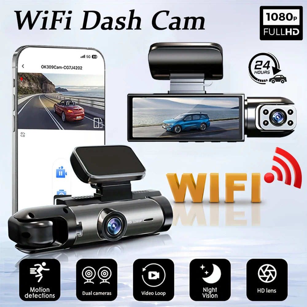 1080P Dual Camera Dash Cam - Front  Inside Car Camera with IR Night Vision  Loop Recording - ZOOMNSTORE