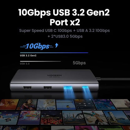 10Gbps USB C HUB - 9-in-1 Aluminum Alloy Docking Station with 4K60Hz HDMI, PD100W Fast Charging & Gigabit Ethernet Adapter - ZOOMNSTORE