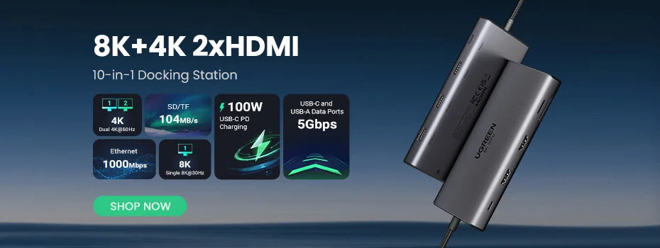 10Gbps USB C HUB - 9-in-1 Aluminum Alloy Docking Station with 4K60Hz HDMI, PD100W Fast Charging & Gigabit Ethernet Adapter - ZOOMNSTORE