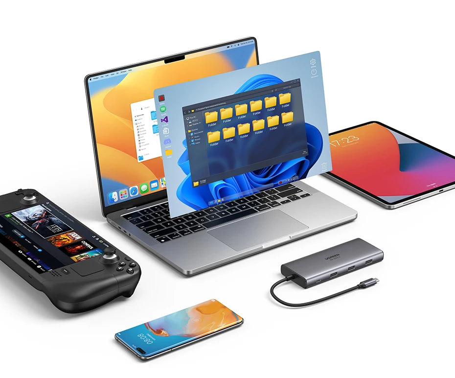 10Gbps USB C HUB - 9-in-1 Aluminum Alloy Docking Station with 4K60Hz HDMI, PD100W Fast Charging & Gigabit Ethernet Adapter - ZOOMNSTORE