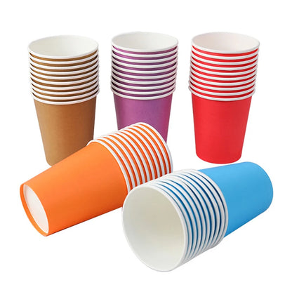 10PCS Disposable Paper Cups - 9oz Solid Color Party Tableware - ZOOMNSTORE