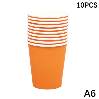10PCS Disposable Paper Cups - 9oz Solid Color Party Tableware - ZOOMNSTORE
