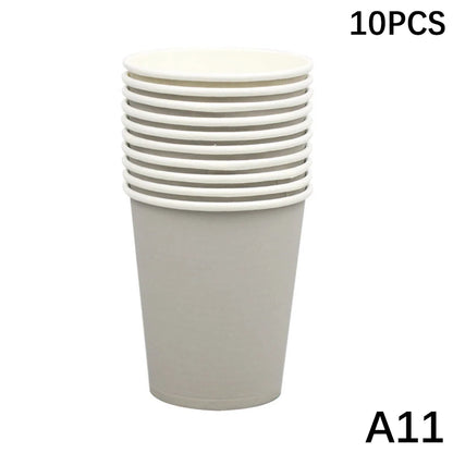10PCS Disposable Paper Cups - 9oz Solid Color Party Tableware - ZOOMNSTORE