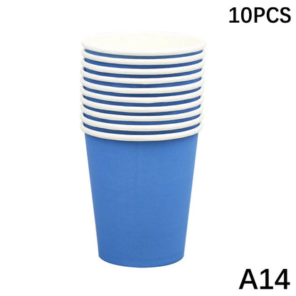 10PCS Disposable Paper Cups - 9oz Solid Color Party Tableware - ZOOMNSTORE