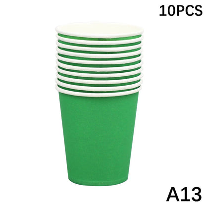 10PCS Disposable Paper Cups - 9oz Solid Color Party Tableware - ZOOMNSTORE