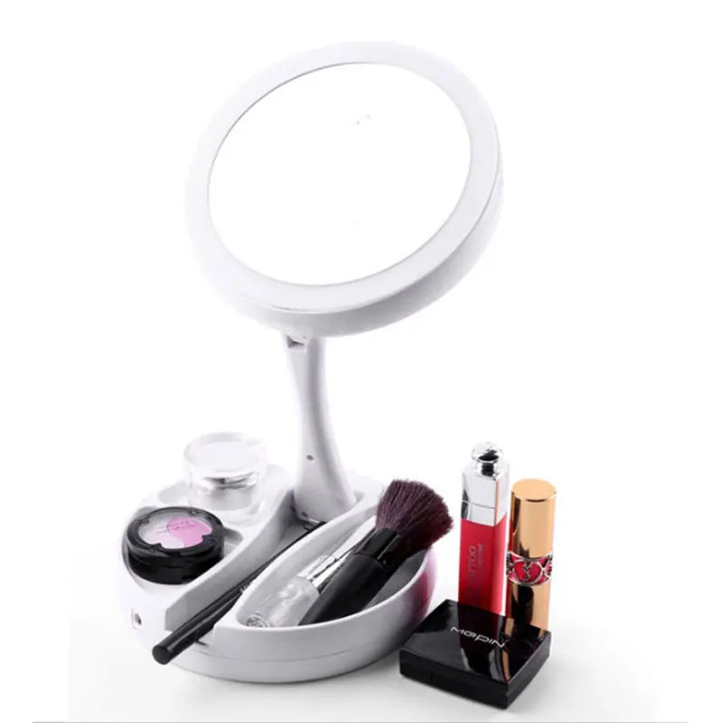 10x Magnifying Vanity Mirror – LED Makeup Mirror with Foldable Desk Design & Aluminum Frame - ZOOMNSTORE