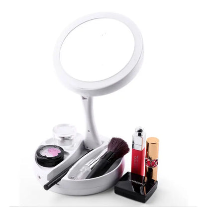 10x Magnifying Vanity Mirror – LED Makeup Mirror with Foldable Desk Design & Aluminum Frame - ZOOMNSTORE