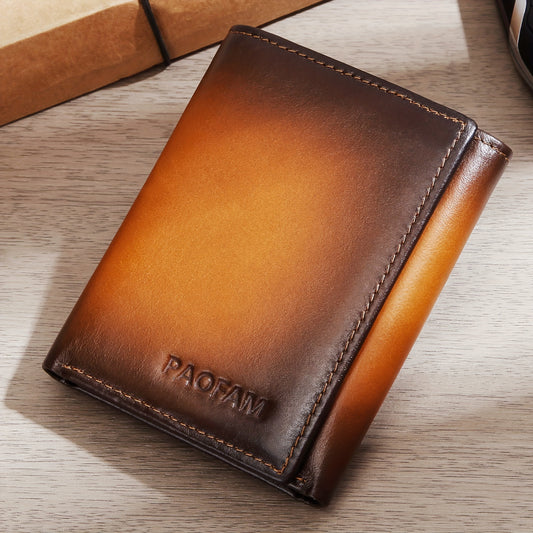 Slim RFID Blocking Leather Wallet for Men - 8 Card Slots 3 ID Windows 2 Bill Compartments - ZOOMNSTORE