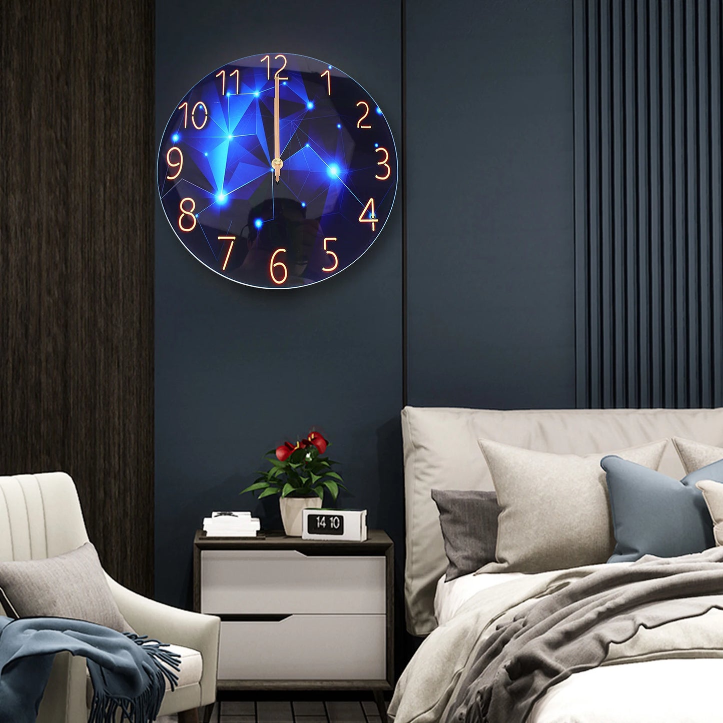 12 Blue Diamond Silent Wall Clock - Modern Decorative Interior Clock - ZOOMNSTORE