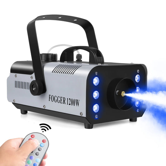 Fog Machine 1200W with Remote and 6 LEDs - Colorful Smoke Effects for DJ and Parties - ZOOMNSTORE