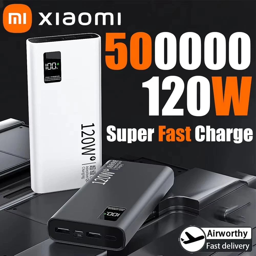 XIAOMI 120W Power Bank 50000mAh High Capacity Fast Charging Powerbank Portable Battery Charger For iPhone Samsung Huawei Hot - ZOOMNSTORE