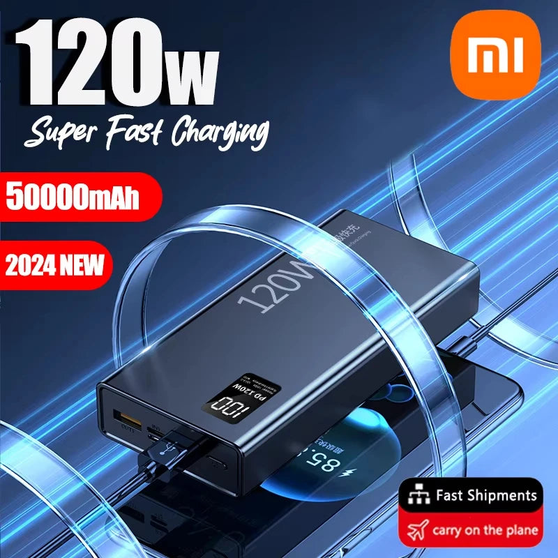 XIAOMI 120W Power Bank 50000mAh High Capacity Fast Charging Powerbank Portable Battery Charger For iPhone Samsung Huawei Hot - ZOOMNSTORE
